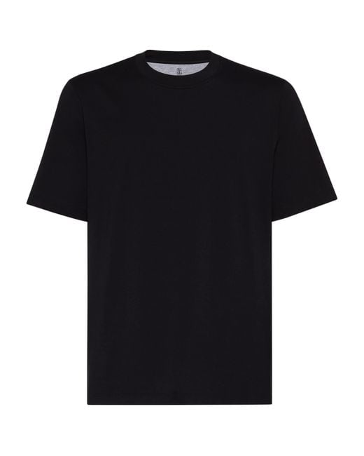 Brunello Cucinelli Black Cotton Crew-Neck T-Shirt for men