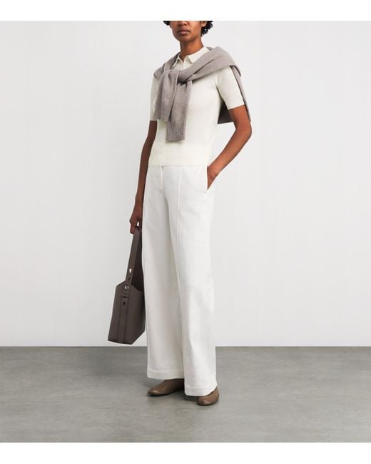 Eleventy White Cashmere Knitted Polo Shirt
