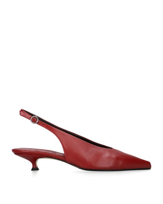 Aeyde Red Leather Camila Slingback Pumps 35