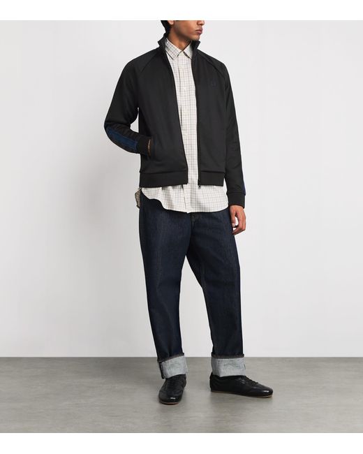 Fred Perry Black Contrast-Tape Track Jacket for men