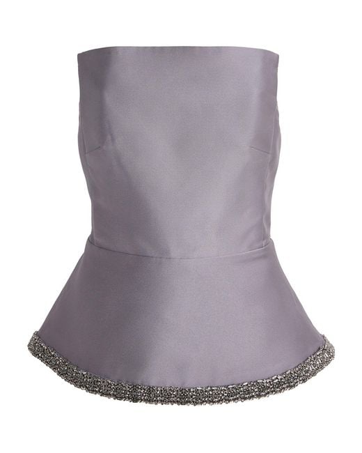 Roland Mouret Purple Taffeta Embellished Peplum Top