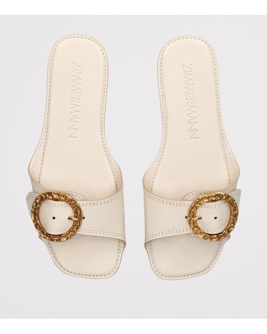 Zimmermann White Leather Solena Slides