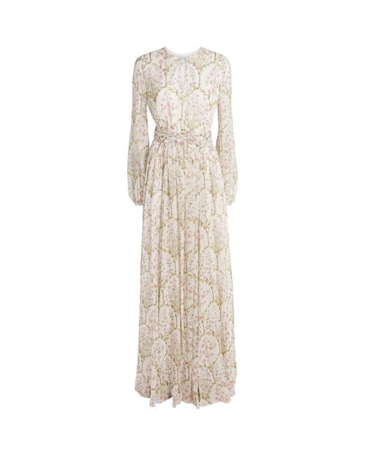 Giambattista Valli White Silk-Georgette Belted Gown