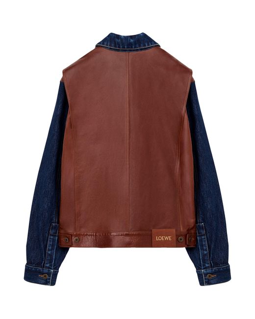 Loewe Blue Leather-Denim Hybrid Jacket for men