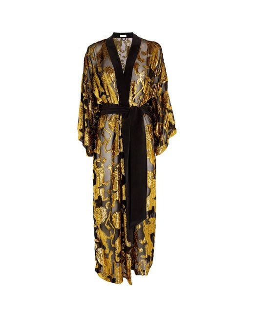Olivia Von Halle Metallic Silk-blend Queenie Noble Robe