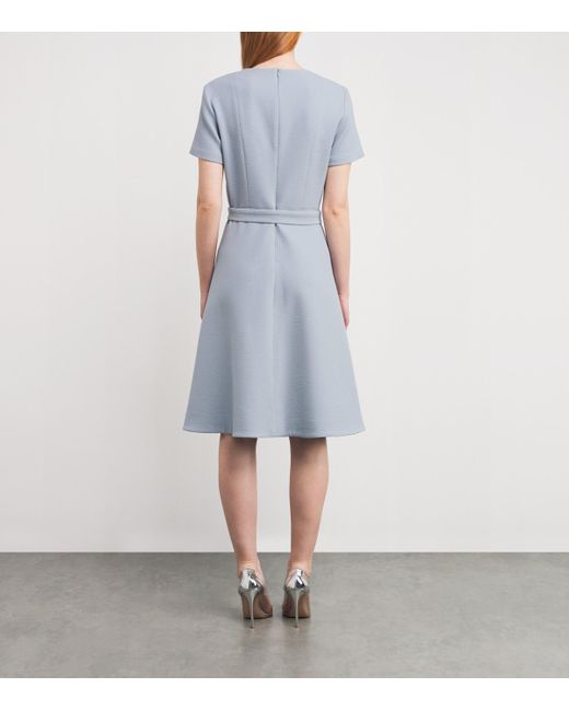 Kiton Blue Stretch-Virgin Wool Midi Shift Dress