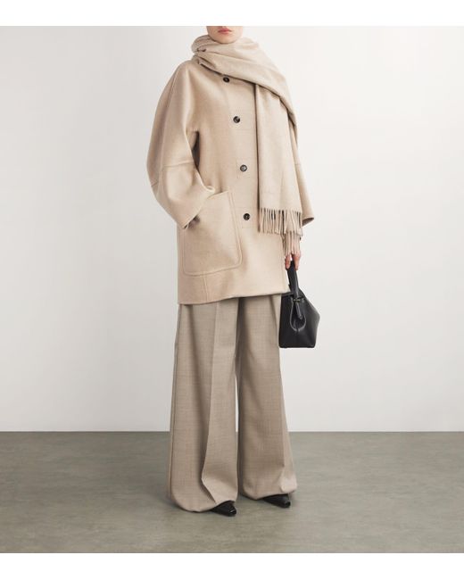 Max Mara Natural Virgin Wool-Cashmere Hooded Coat