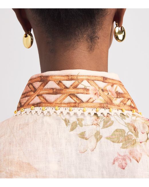 Zimmermann Natural Linen Printed Mahon Shirt