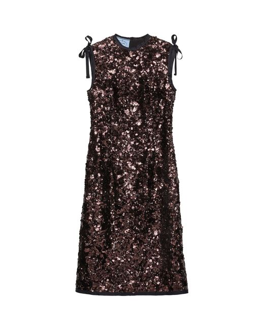 Prada Brown Sequinned Midi Dress