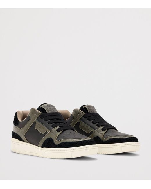 AllSaints Black Leather Regan Plus Low-Top Sneakers for men