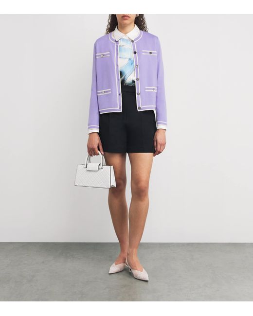 Tory Burch Purple Merino Wool Year Of The Snake Kendra Cardigan