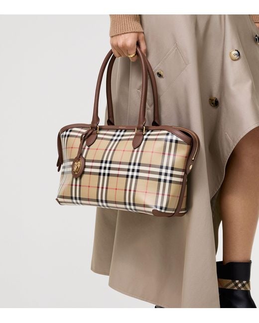 Burberry Metallic Small Check Zipped Tote Bag