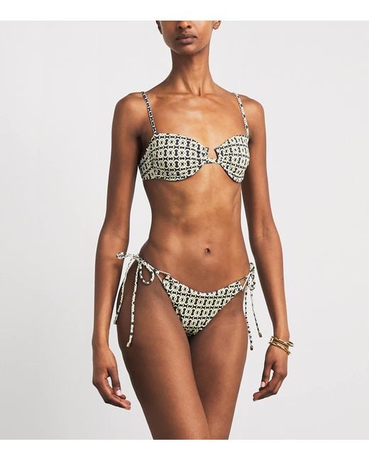Away That Day Brown Geometric Aruba Bikini Top