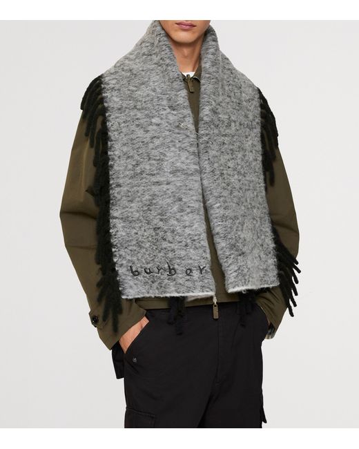 Burberry Black Alpaca Wool-Blend Happy Scarf