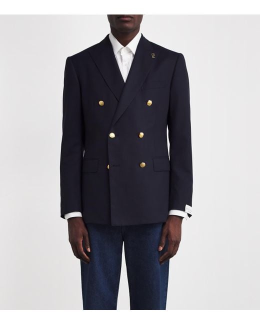 Pal Zileri Blue Wool Double-Breasted Vicenza Blazer for men