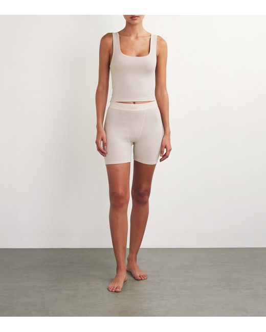 Skims White Cotton Rib Tank Top