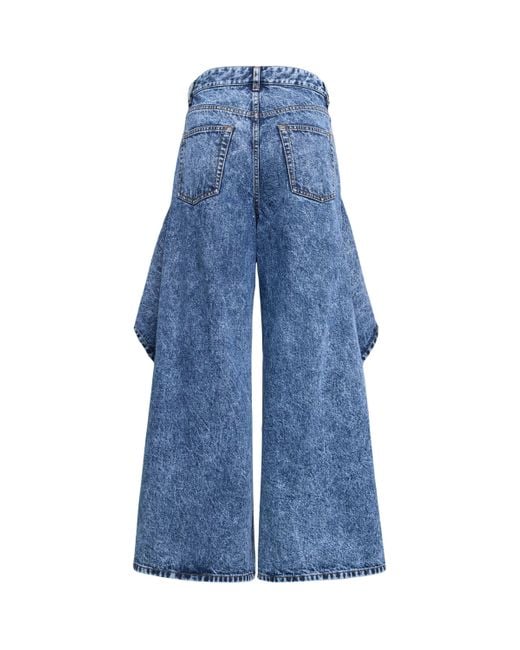 Alaïa Blue Ruffled Split Jeans