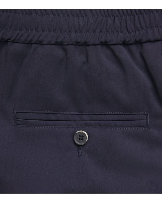 Barena Blue Virgin Wool Elasticated Trousers for men
