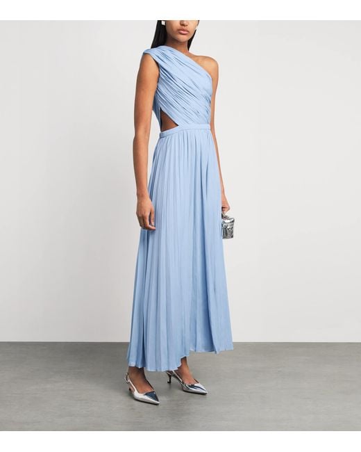 Maje Blue One-Shoulder Maxi Dress