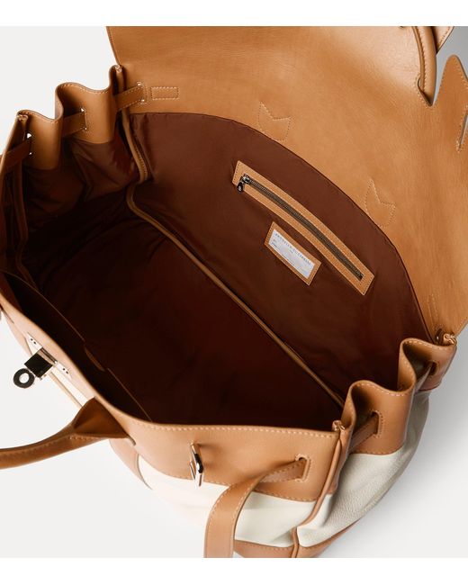 Brunello Cucinelli Brown Grained Leather Country Holdall for men