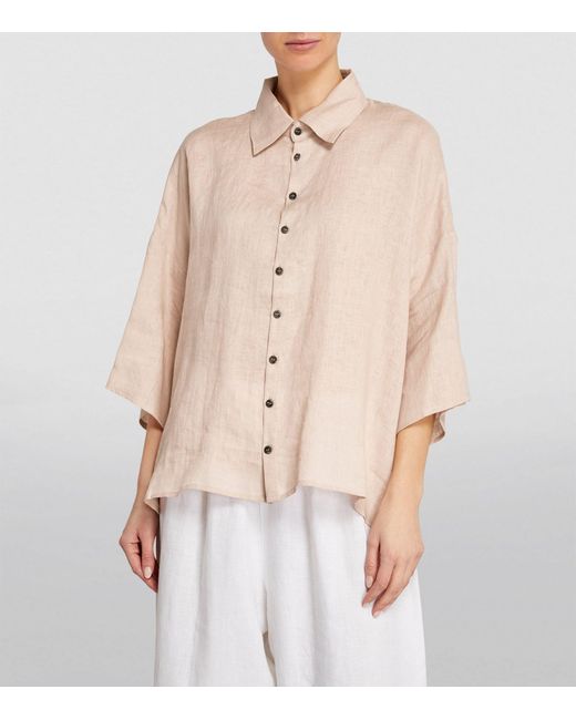 Eskandar Natural Linen Dropped-shoulder Shirt