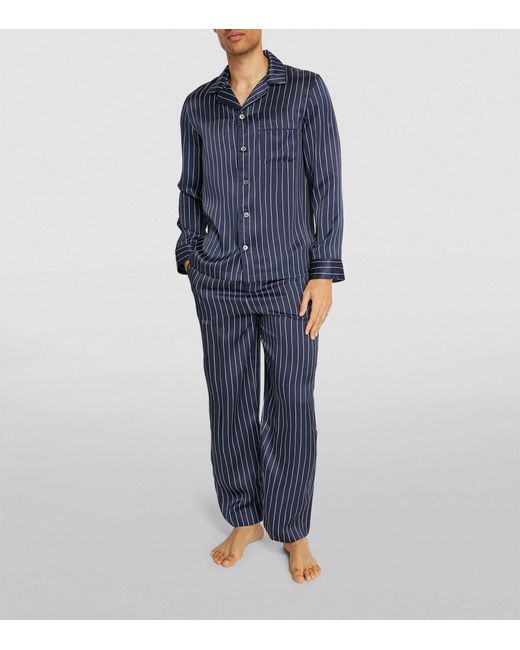 Derek Rose Blue Silk Brindisi Pyjamas for men