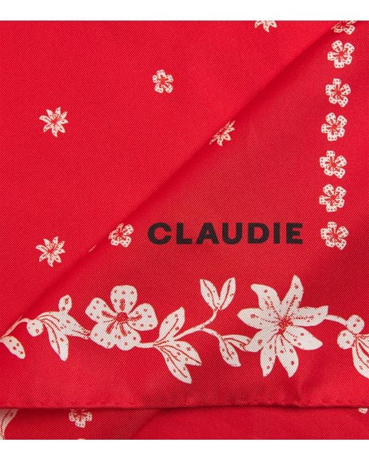 Claudie Pierlot Red Silk Printed Square Scarf