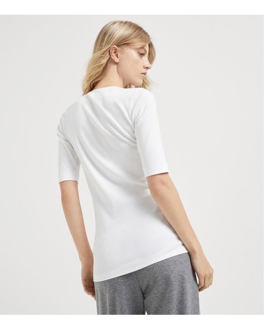 Brunello Cucinelli White Stretch-Cotton Monili-Detail T-Shirt