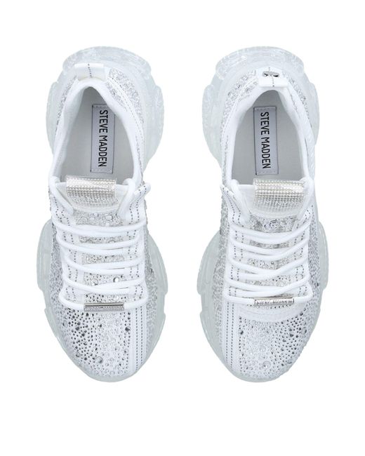 Steve Madden White Maxima R Studded Textile Trainers