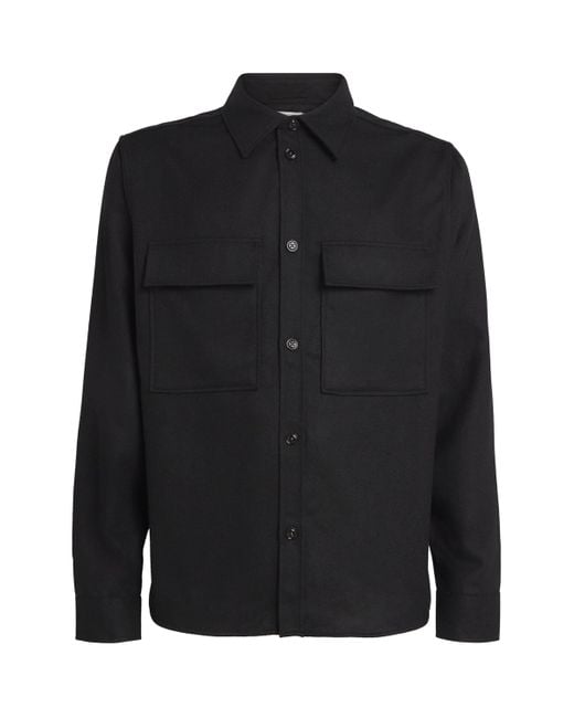 J.Lindeberg Black Wool-Blend Overshirt for men