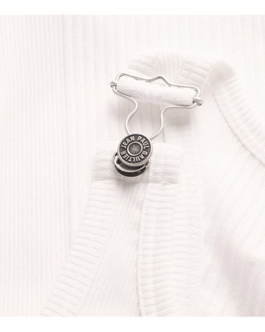 Jean Paul Gaultier White Cotton Buckle-Detail Tank Top
