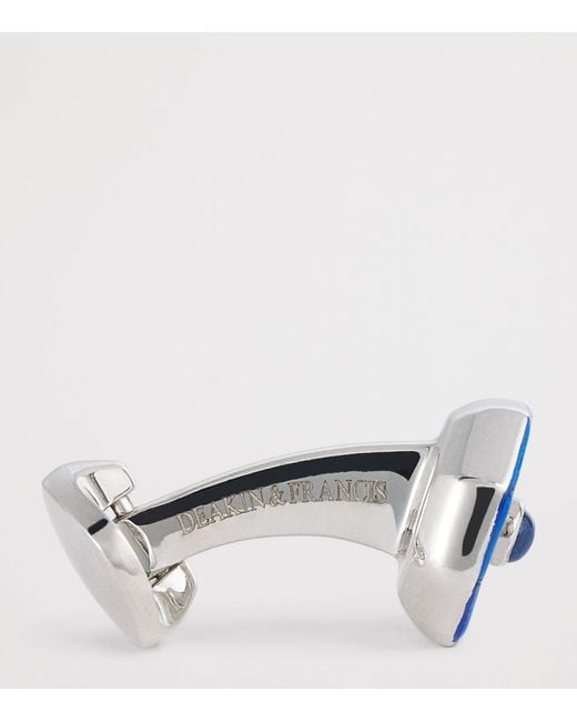Deakin & Francis Blue Sterling Hexagonal Sapphire Cufflinks for men