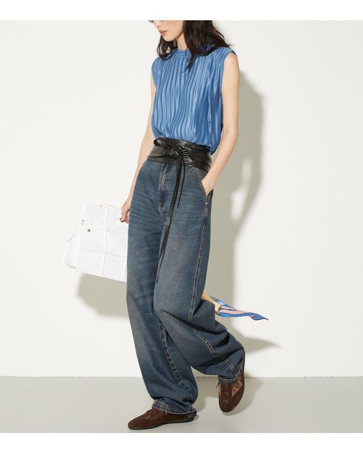 MAX&Co. Blue Pleated Tank Top