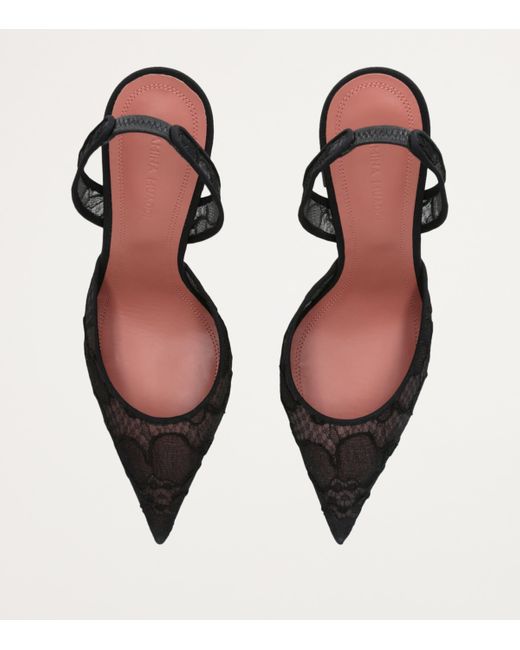 AMINA MUADDI Black Lace Holli Slingback Heels 95