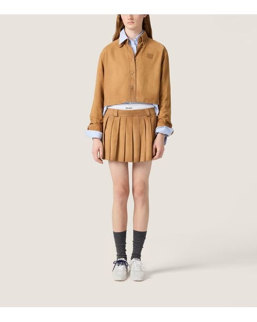 Miu Miu Natural Waxed Suede Cropped Shirt