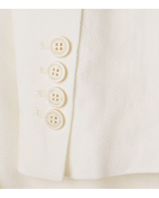 Eleventy White Linen-Wool Single-Button Blazer