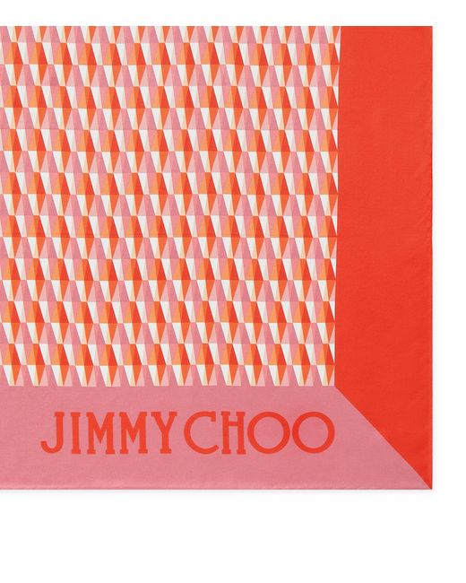 Jimmy Choo Red Silk Printed Reta Scarf