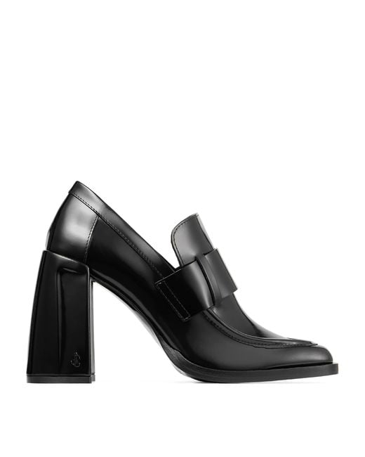 Jimmy Choo Black Tylor 95 Leather Heeled Loafers