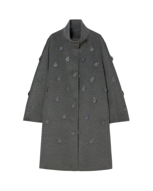 Marina Rinaldi Gray Virgin Wool Embellished Coat
