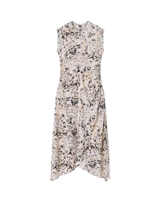 AllSaints White Printed Asymmetric Noor Maxi Dress