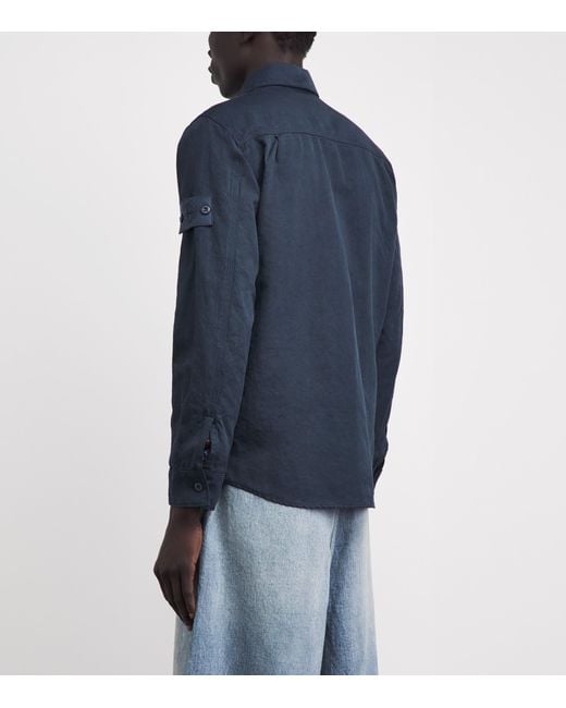 Stone Island Blue Canvas Ghost Overshirt for men