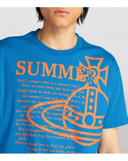 Vivienne Westwood Blue Cotton Shakespeare Print T-shirt for men