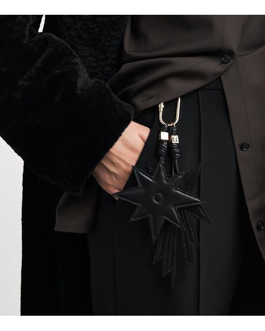 Yves Salomon Black Lamb Leather Star Keyring