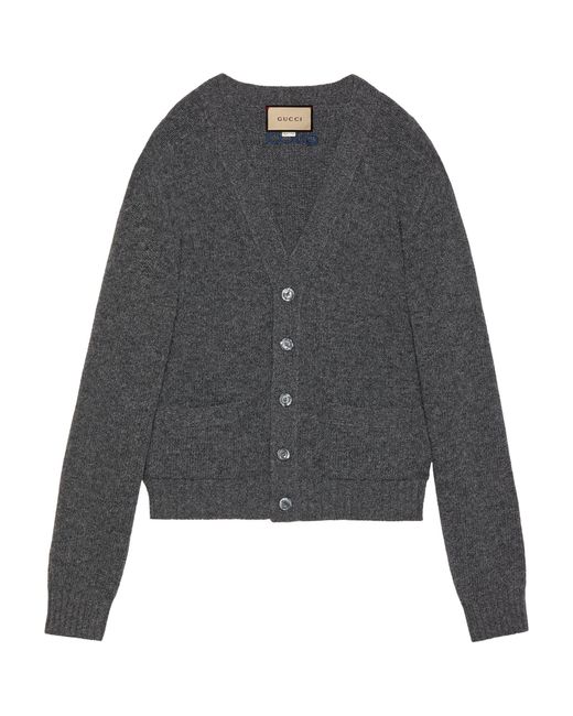 Gucci Gray Wool Cardigan With Embroidery for men
