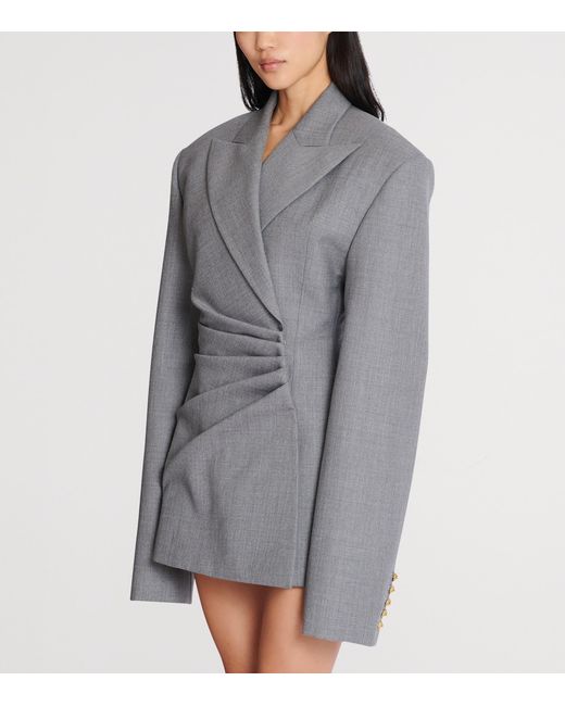Balmain Gray Wool Jacket Dress