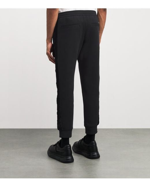 Emporio Armani Black Stretch-Cotton Velvet Sweatpants for men