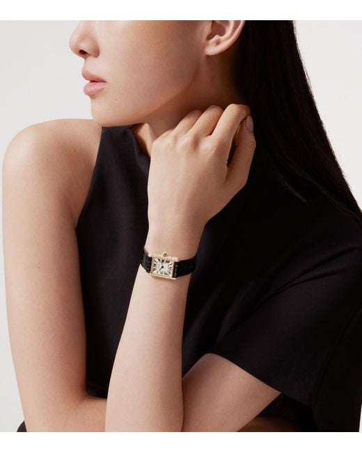 Cartier Black And Diamond Tank Louis Watch