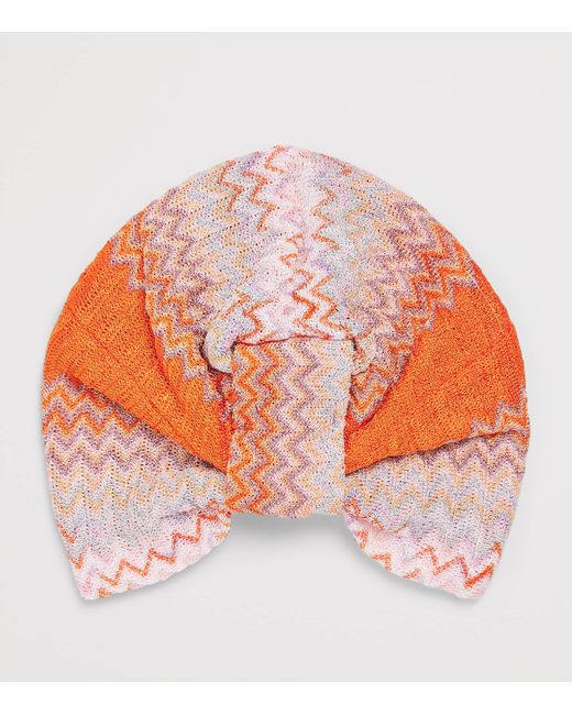 Missoni Red Knot-Front Zigzag Turban