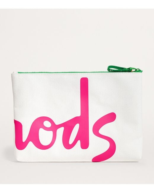 Harrods Pink Medium Cotton Logo Pouch for men