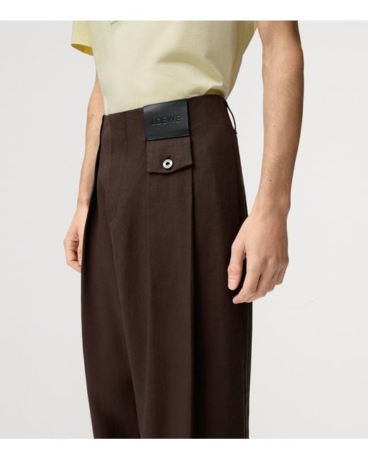 Loewe Brown X Paula's Ibiza Linen-Cotton Pleated Wide-Leg Trousers for men